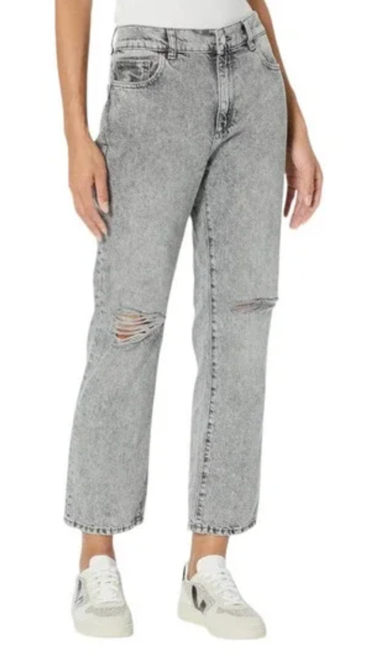 DL1961 Jeans Womens 32 Gray Patti High Rise Ankle Straight VTG Chalk Distress